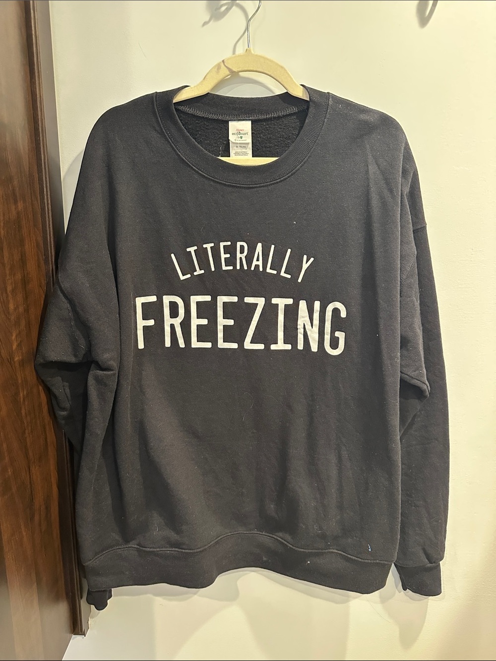 Hanes Black "Literally Freezing" Crewneck Sweatshirt